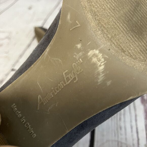American Eagle Shoes Womens‎ 7 Gray Mule Suede Open Back Clog Block Heel - Picture 8 of 10